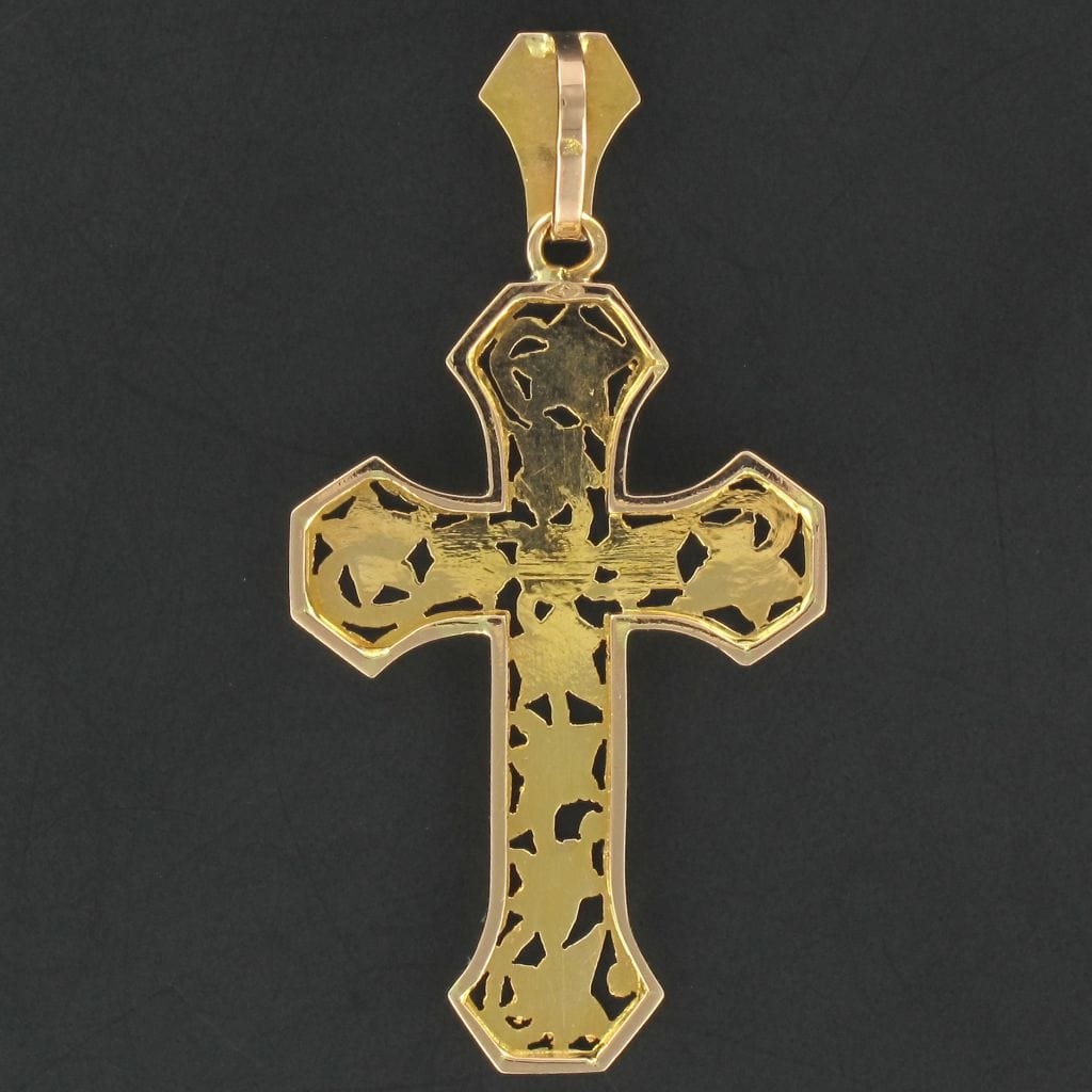 Gold cross and ivy leaves - . Görsel