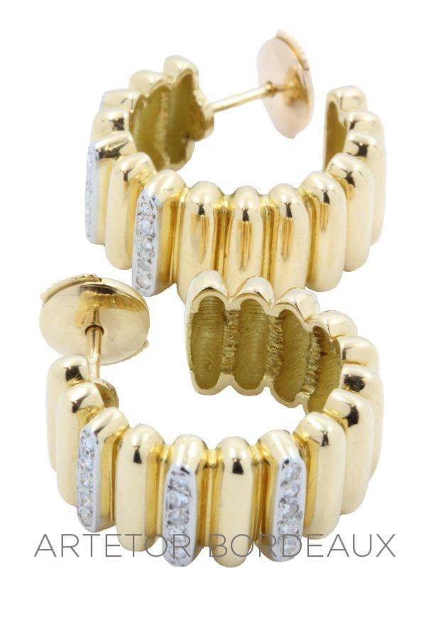 Diamond gadroon hoop earrings - . Görsel