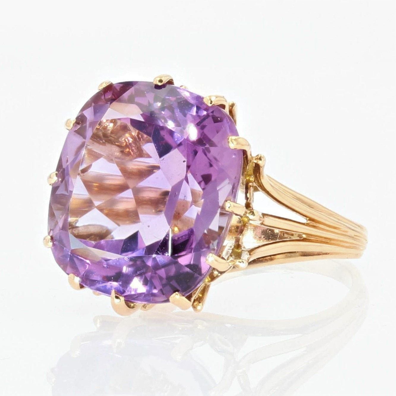 Vintage cushion amethyst ring - . Görsel