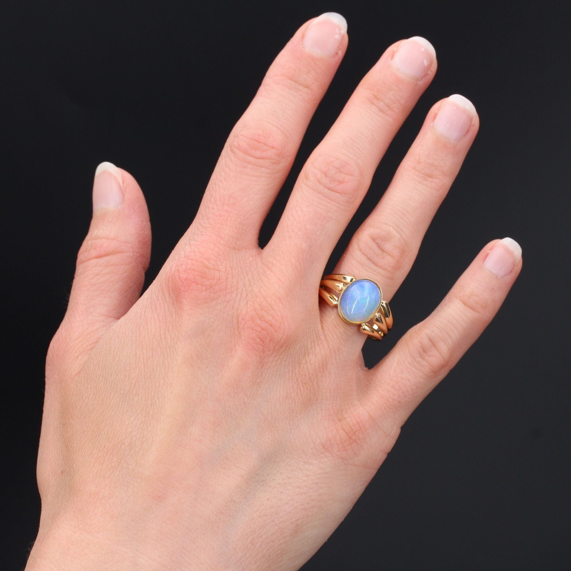 Old Opal ring with openwork bangle - . Görsel