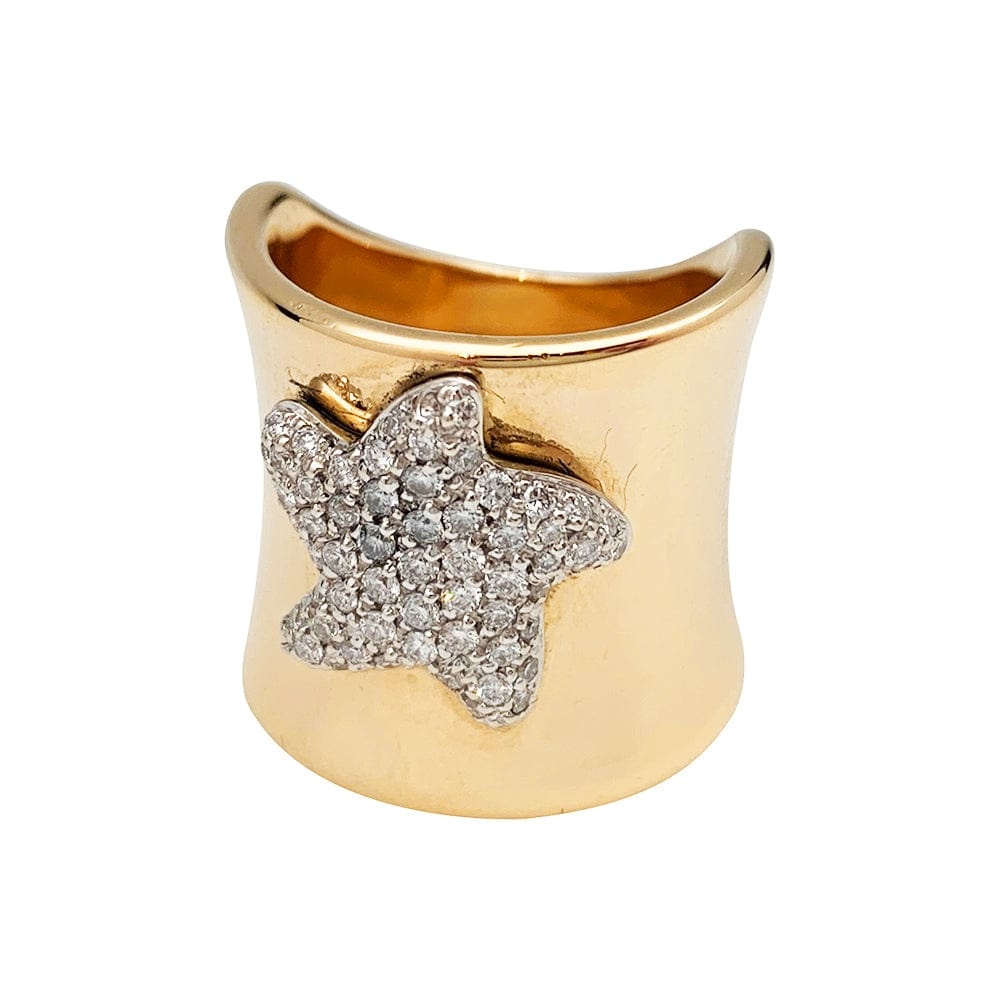 Yellow and white gold ring, diamond marine star. - . Görsel