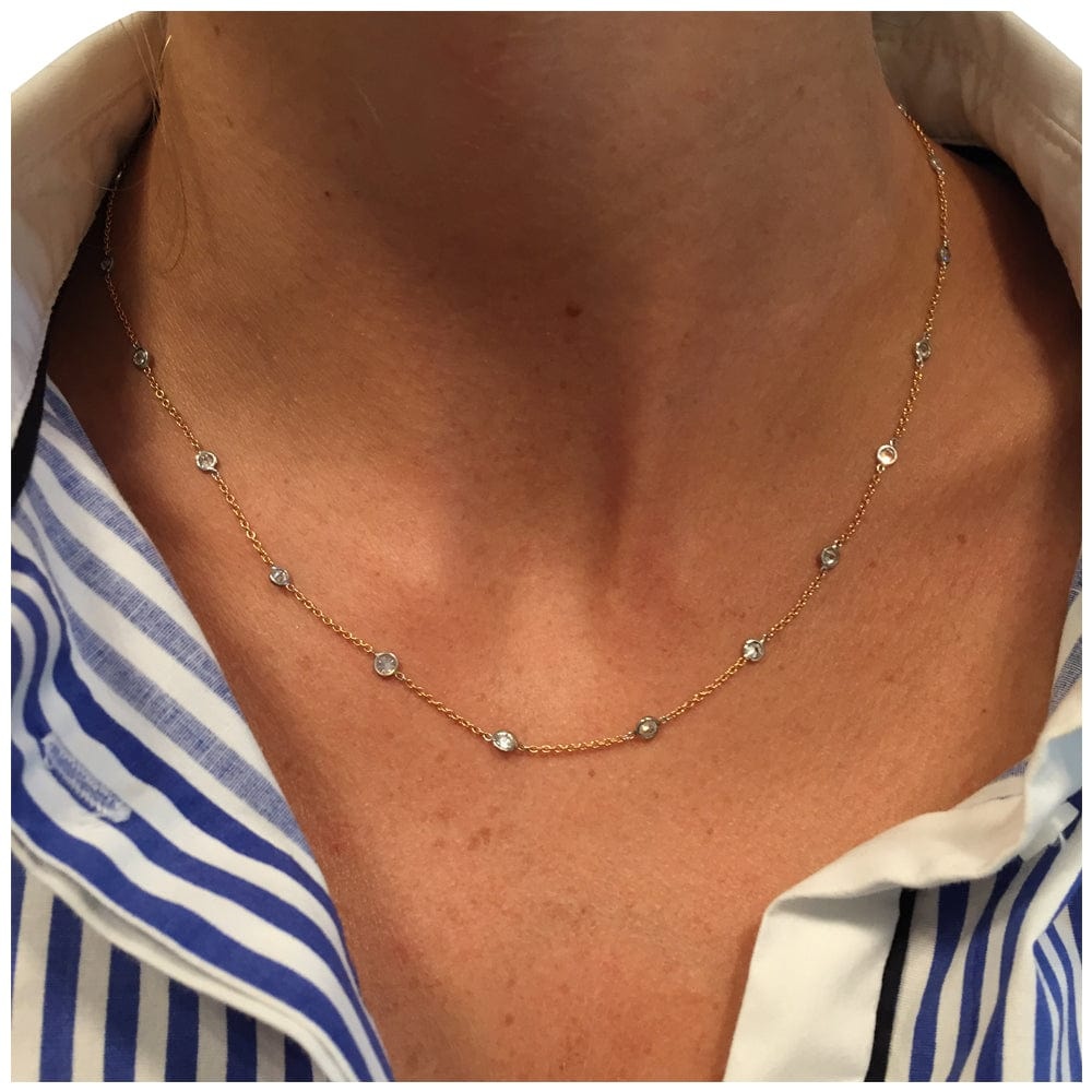 Gutter necklace in pink and white gold, diamonds. - . Görsel