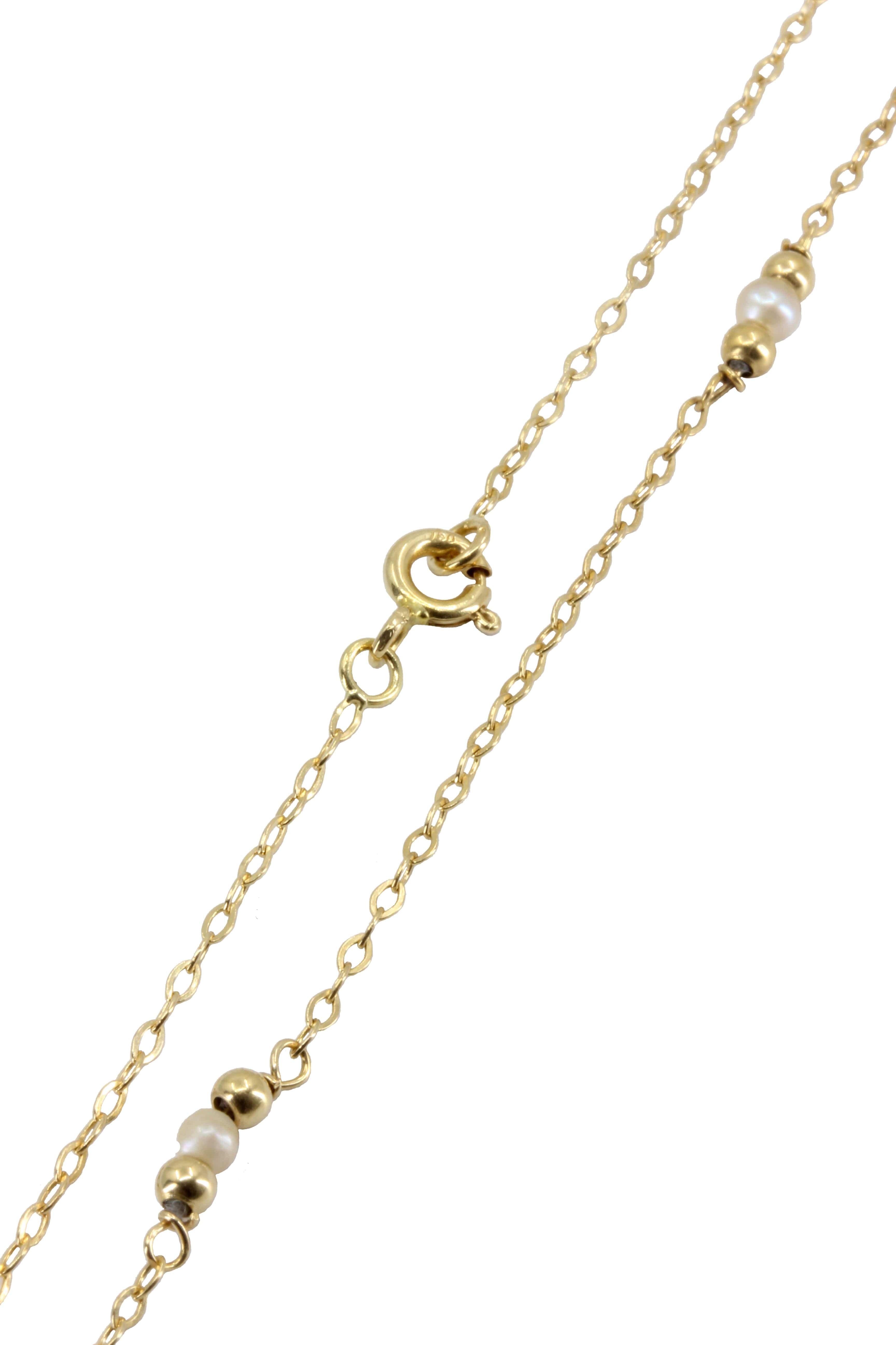 Pearl and gold necklace - . Görsel