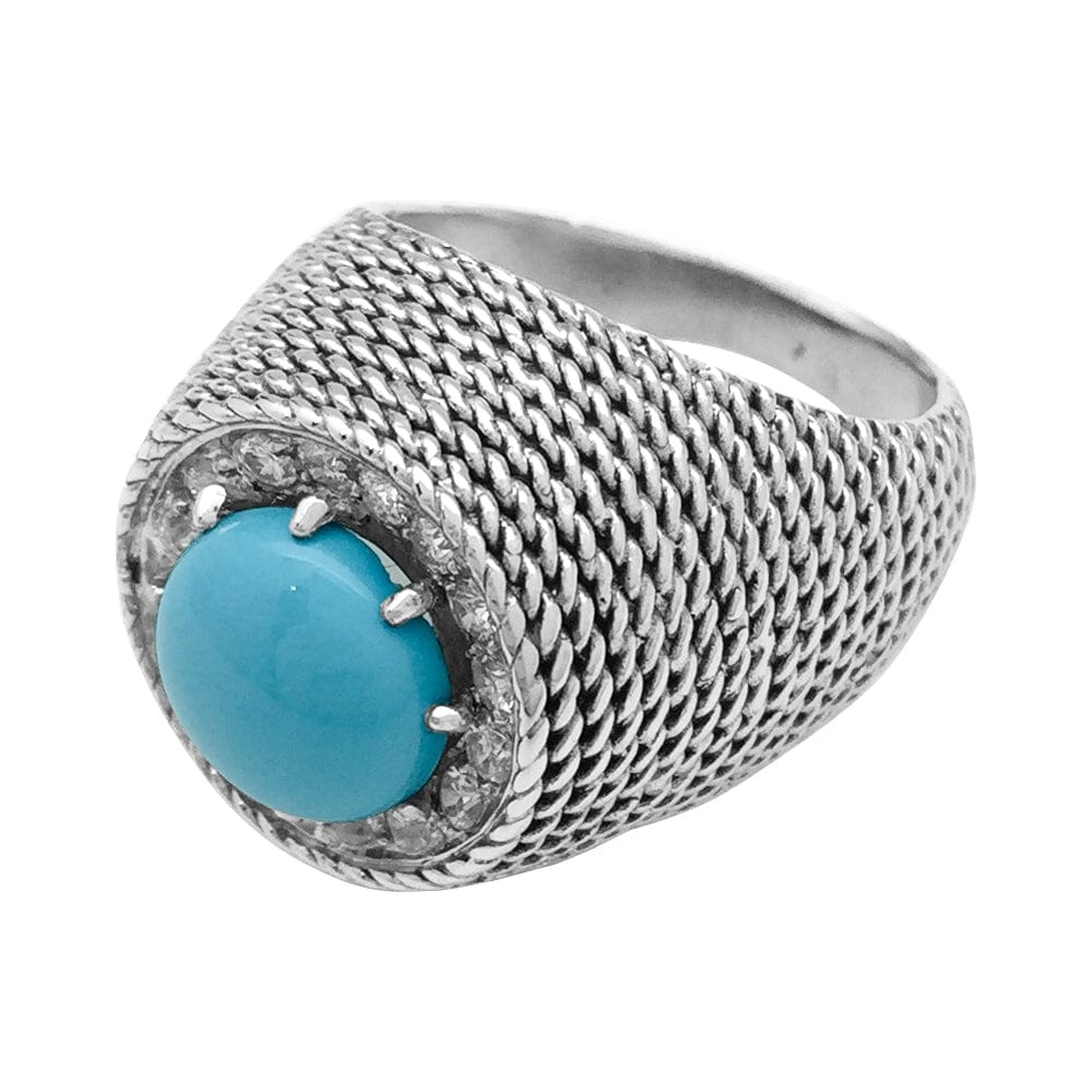 “Dôme” ring in white gold and turquoise cabochon. - . Görsel