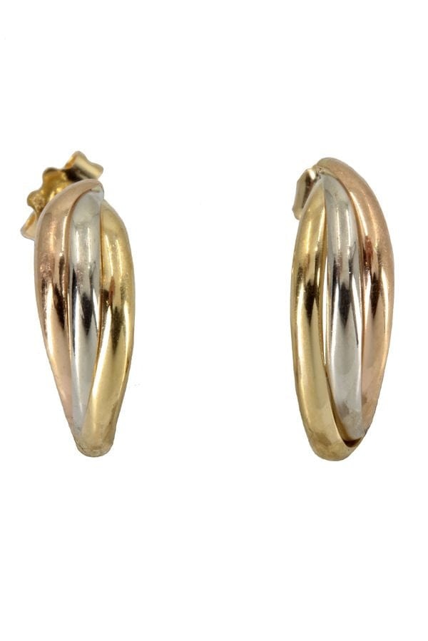 3 gold half hoop earrings - . Görsel