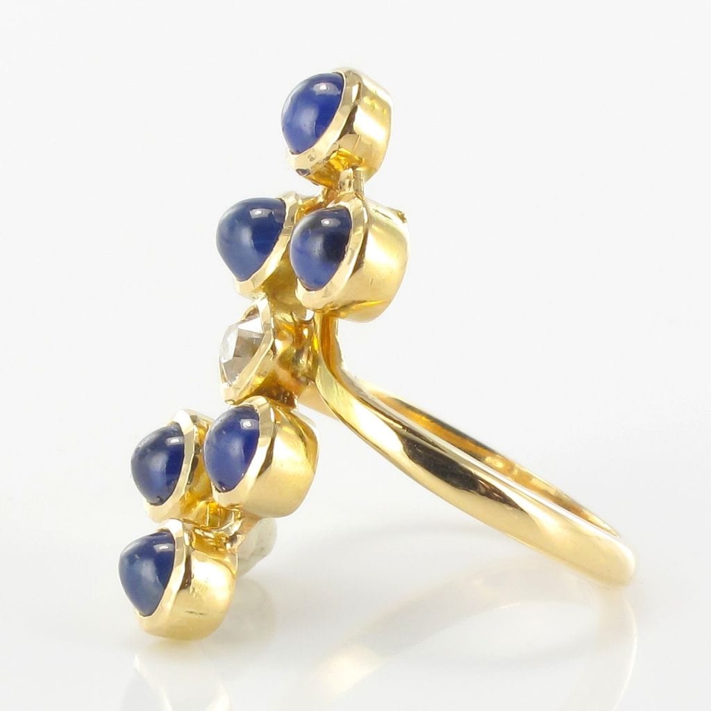 Modernist sapphire diamond ring - . Görsel
