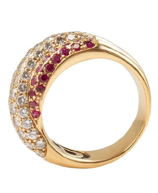 Ruby and Diamond Ring in yellow gold - . Görsel