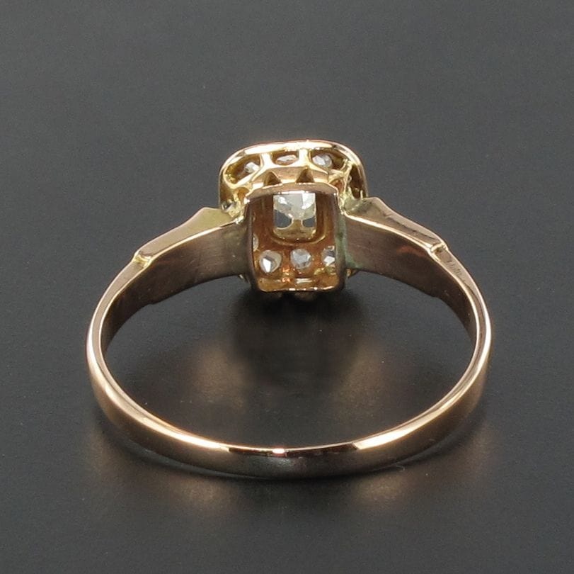 Old rose gold square diamond ring - . Görsel